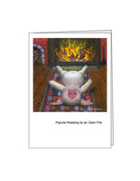 Greeting card: Pignuts Roasting by an Open Fire