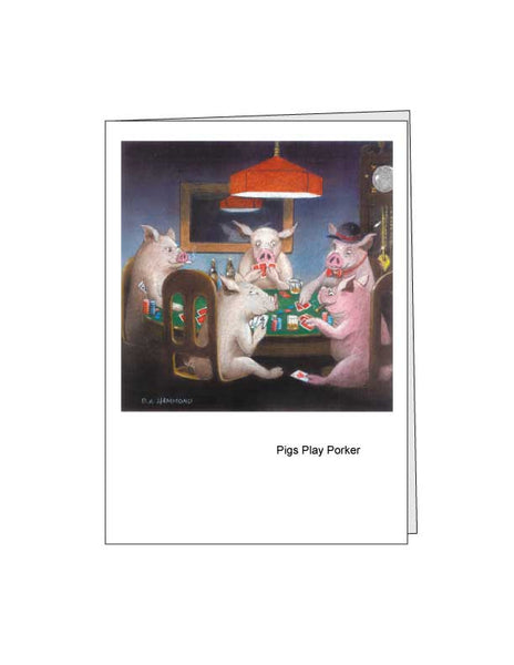 Notecard: Pigs Play Porker