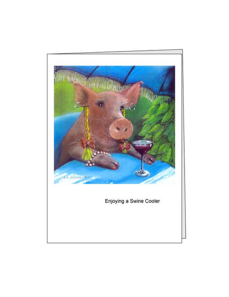 Notecard: Enjoying a Swine Cooler