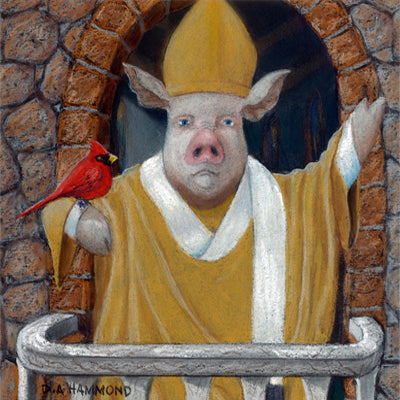 Matted Large Print: Pork Pius the First with His Cardinal