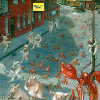 Matted Mini Print: Annual Running of the Lobsters