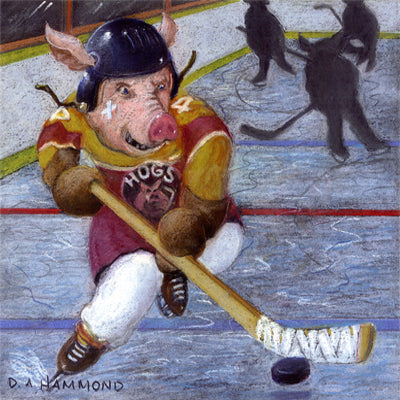 Matted Mini Print: Bobby Boar Steals the Puck