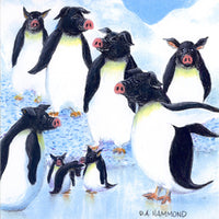 Matted Mini Print: North Pole Piguins
