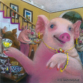 Matted Mini Print: Party Pig