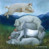 Matted Mini Print: Pig Pile (How Pressed Ham Is Made)