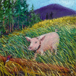 Matted Large Print: Bird Pig on Point