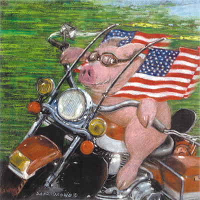 Matted Mini Print: Hog Bless America