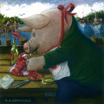 Matted Mini Print: Pig Out on a Wick'd Good Maine Lobstah