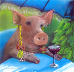 Matted Large Print: Enjoying a Swine Cooler