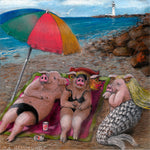 Matted Large Print: Pigs in a Blanket with a Side of Mermaid
