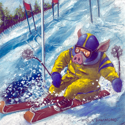 Framed print: Pig Out on the Slopes