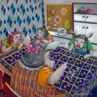 Matted Mini Print: Happy Quilting Bee Sowciety